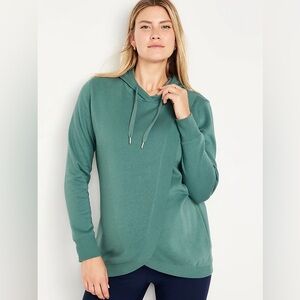 Old Navy Maternity Cross-Front Nursing Pullover Hoodie in Forest Pine